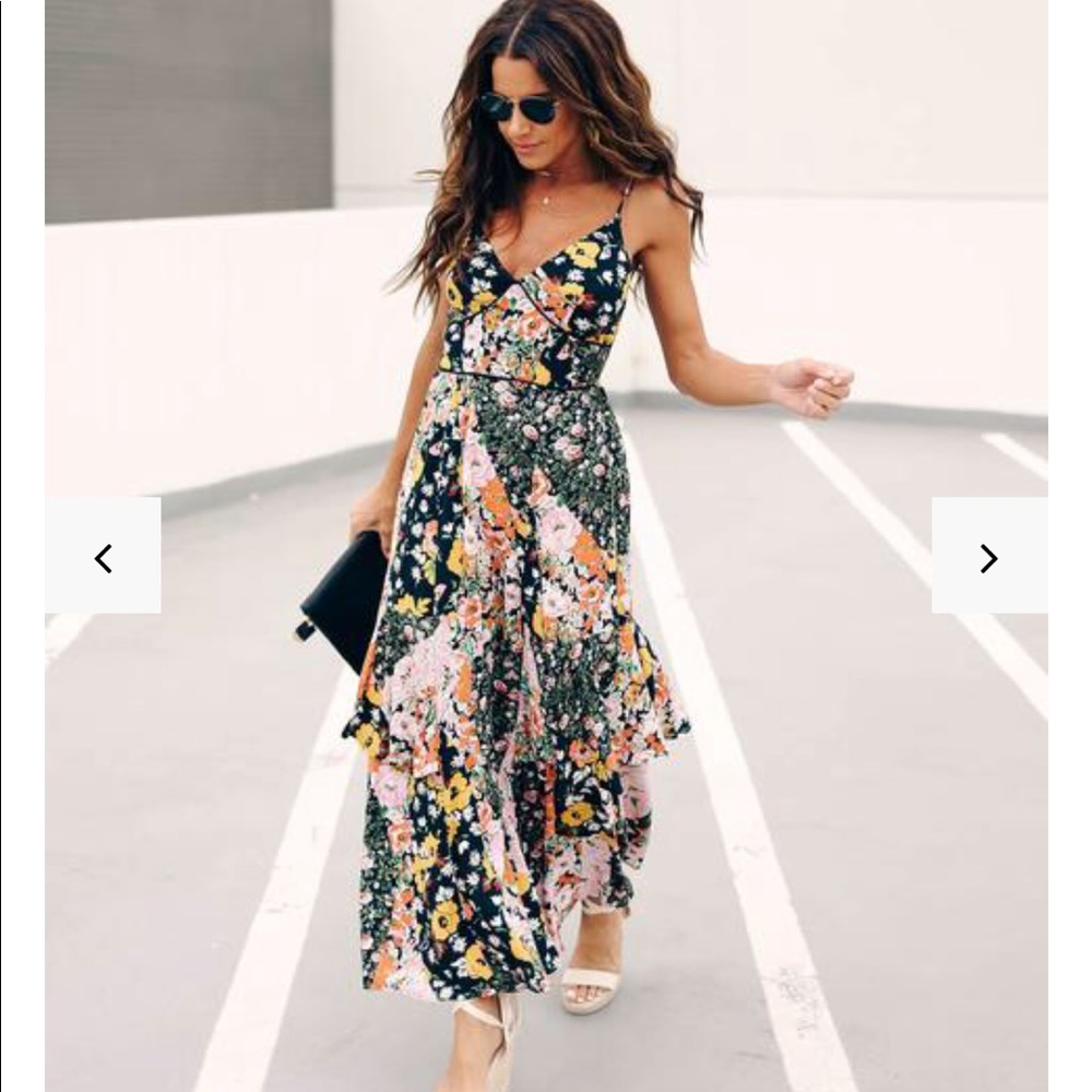 Vici patchwork floral statement maxi dress